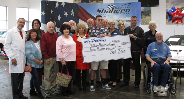 Children's Miracle Network check presentation at Shaheen Chevrolet.