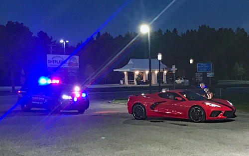 Chris was pulled over in Mackinaw City after running a red light