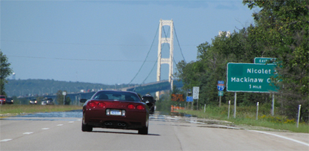 Kim and Sue arriving in Mackinaw City for Corvette Crossroads.