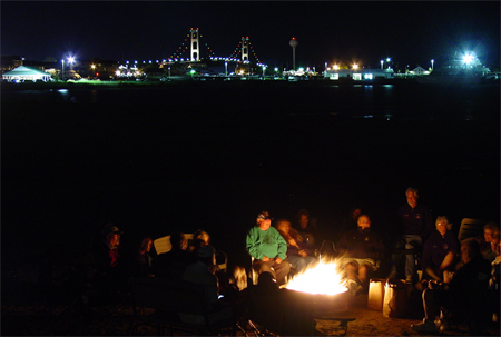 Around the bonfire on the beach - Corvette Crossroads 2011