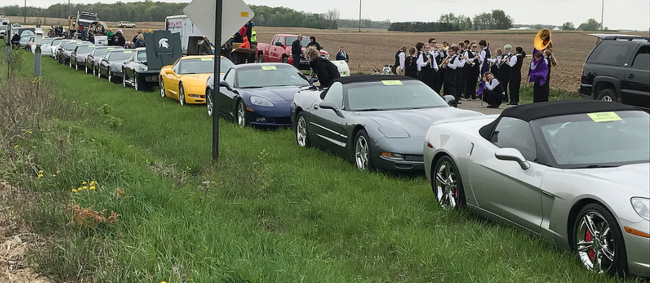 Capital City Corvette Club at the Vermontville Maple Syrup Festival Parade.